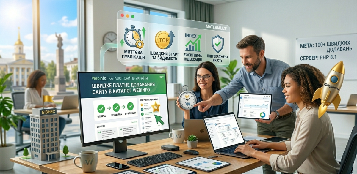 Швидке платне додавання сайту в каталог Webinfo
