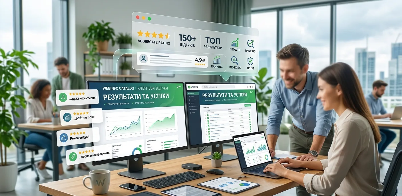 Відгуки клієнтів про результати просування в каталозі Webinfo